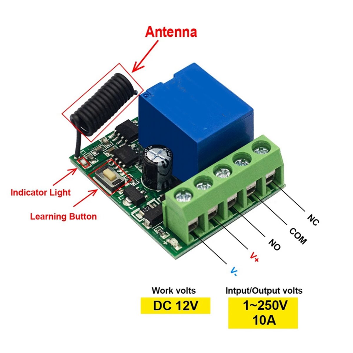 433Mhz Receiver Module - Interruttore Telecomandato Wireless A72Z 433MHz, Modulo
